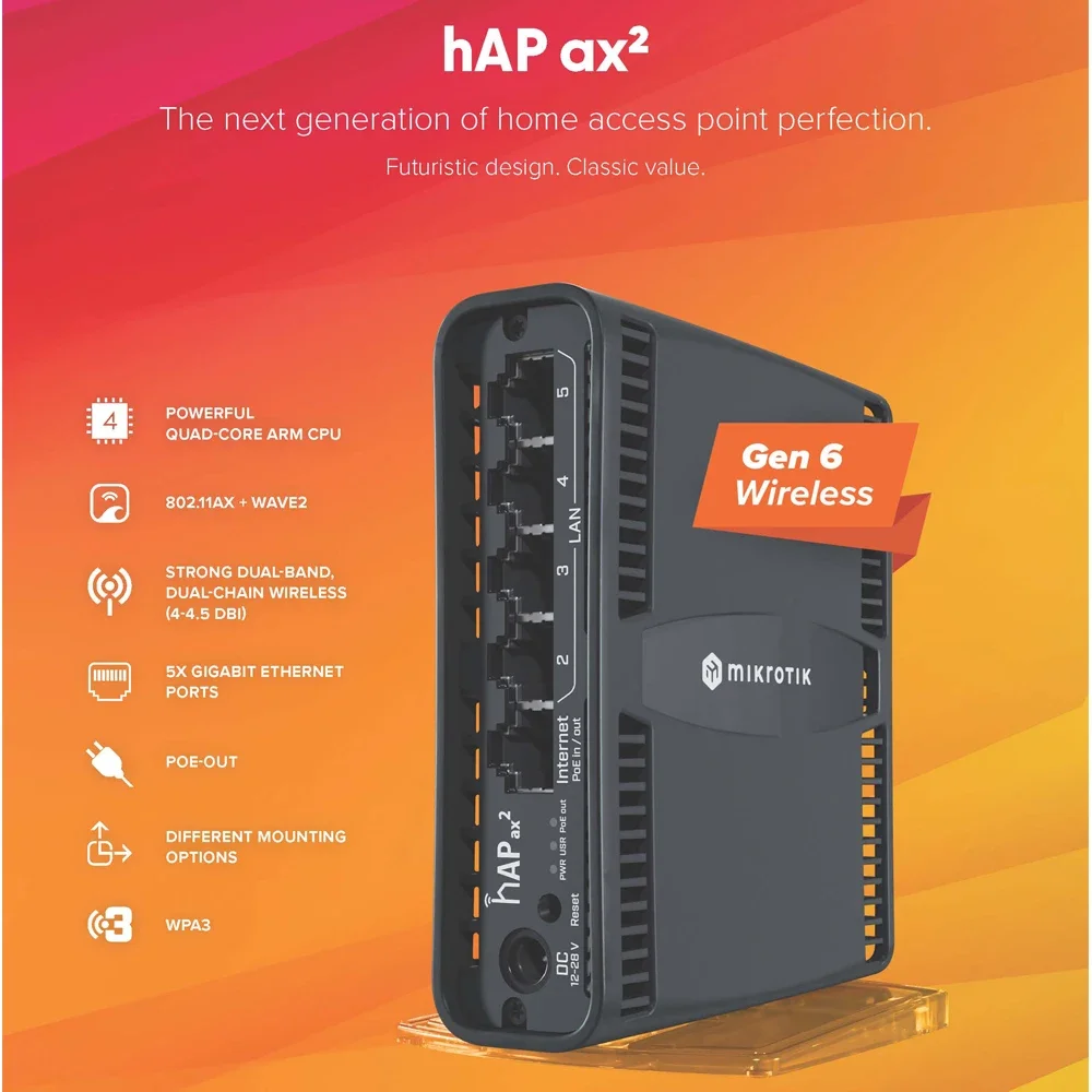 Imagem -06 - Mikrotik-roteador com Portas Ethernet C52ig5haxd2haxd-tc Ax1800 1.8gbps Roteador Wifi Hap Ax² Poe-built 802.11ax Wpa3 5x10 100 1000