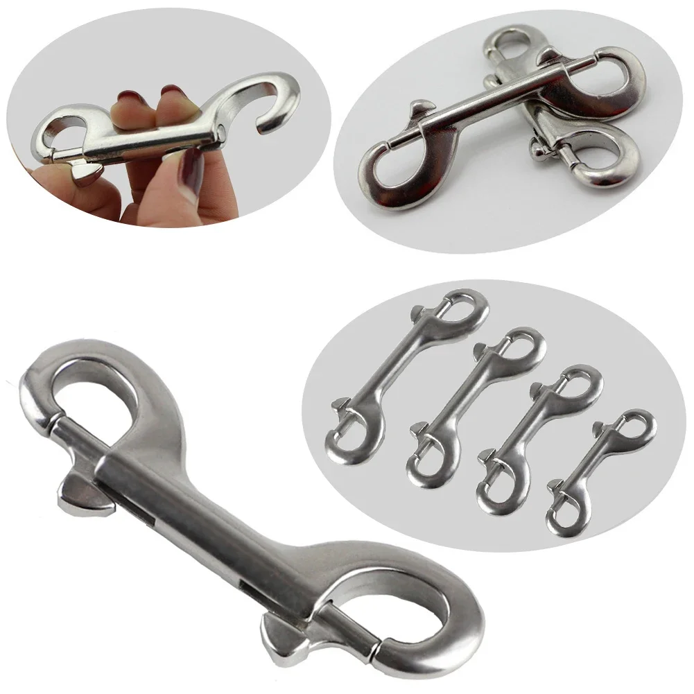 Single/Double Ended Scuba Diving Hook Stainless Steel Eye Bolt Snap Hook Quick Draw Link Carabiner  360° Rotation Snap Hook Clip