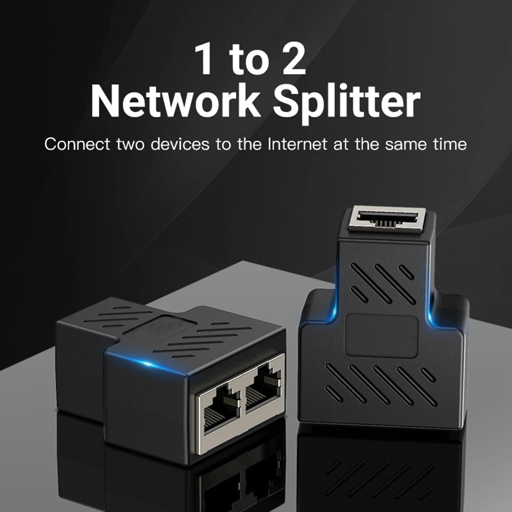 

LAN 1 To 2 Ways Docking Plug Female Adapters Coupler Network Connector RJ45 Splitter
