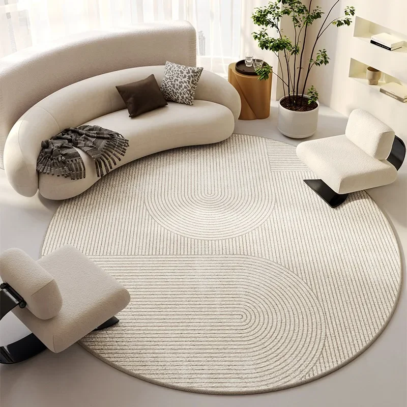 Round Living Room Carpet Large Bedroom Rug Bedside Floor Mat Soft Fluffy Beige Carpets Home Decoration Rugs Alfombra De Salón