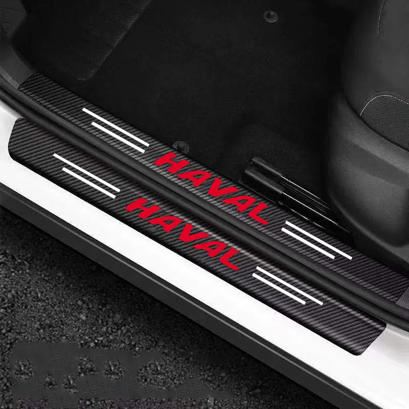 Leather Carbon Fiber Anti-Scratch Car Door Sill Decorative Sticker For Haval Jolion H1 H6 H2 H9 F7X F7 Dargo H2S M6 H3 H4 H5 H7