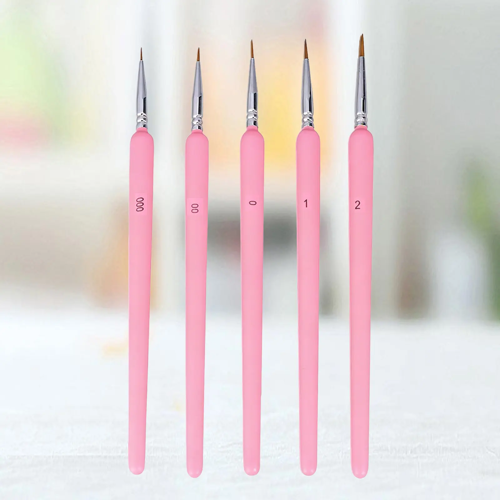 5Pcs Fine Detailing Paint Brush Set Wolf Hair Bristles Easy Clean Travel Friendly for Acrylic Watercolor Gouache Oil Artists All