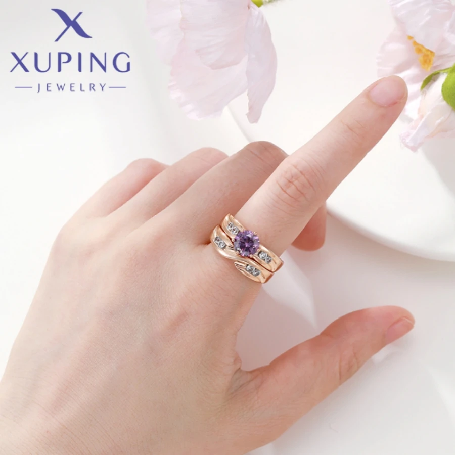 Xuping Jewelry New Fashion Circle Shape Gold Color Beautiful Rings for Women Schoolgirl Banquet Wedding Party Gifts S00084932