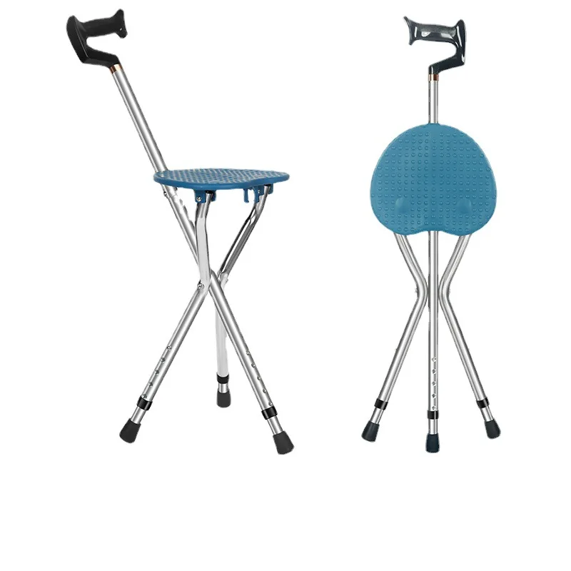 Outdoors Folding Crutch Chair Elderly Rest Hand Stool Light Multifunctional Non Slip Portable Stools Beach Camping Chair