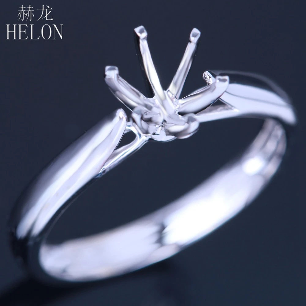 

HELON 925 Sterling Silver 5.5-6.5mm Round Classic Solitaire Semi Mount Engagement Wedding Women Jewelry Ring Setting wholesale