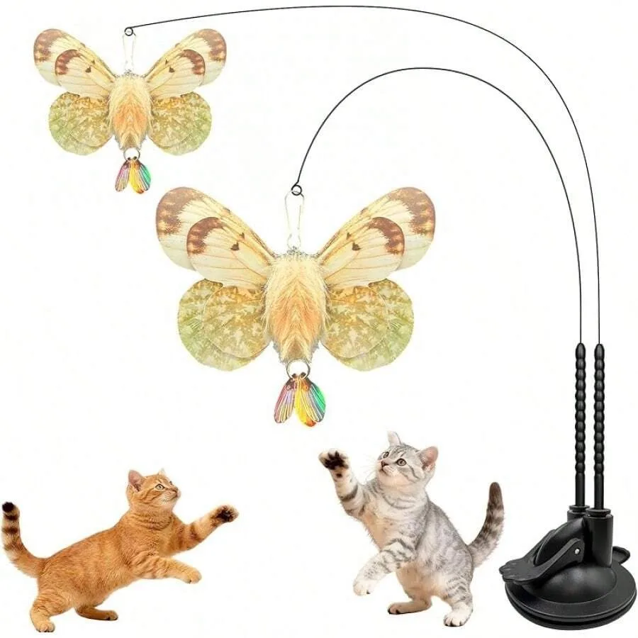 【New style】Cat Toys Interactive, Cats Chew Toys Sticks 2PCS Realistic Tree Stump Toys + 4PCS Pure Natural Log Sticks With Feath