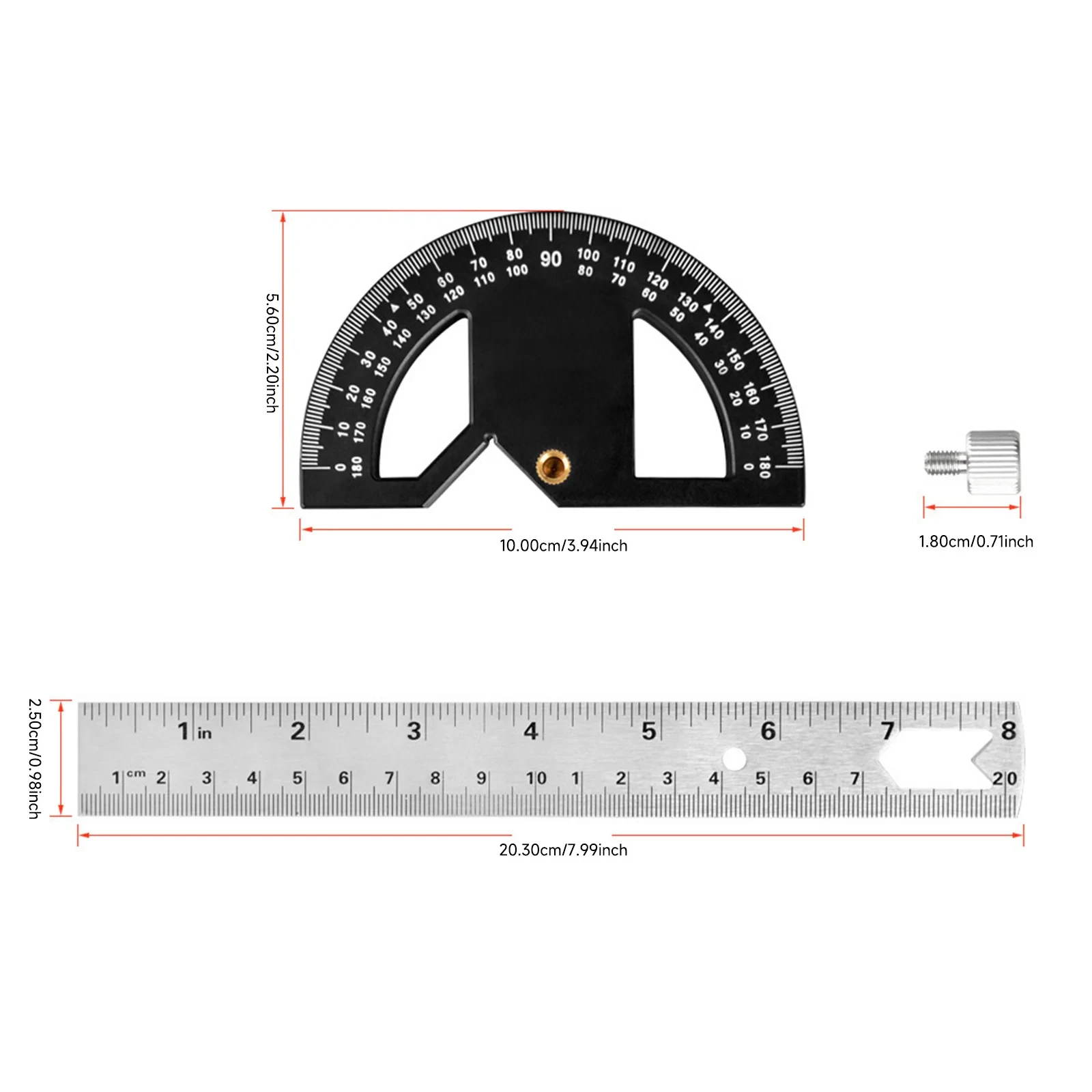 1PC Multi Functional Plastic 8 Inches Magnetic Suction Angle Ruler for Multi Angle Measurement Durable and Detachable