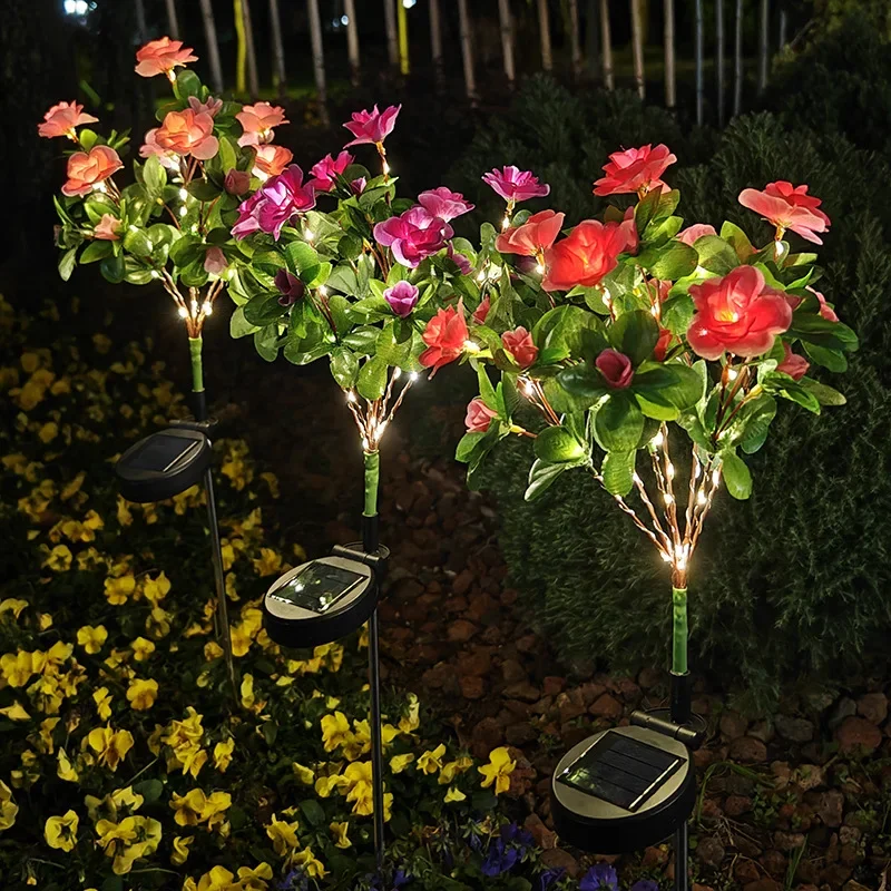 Led Solar Azalea Flower , Courtyard Lamp, Garden Decoration Lamp, Used For Decorating Gardens, Lawns, Paths, And Festivals