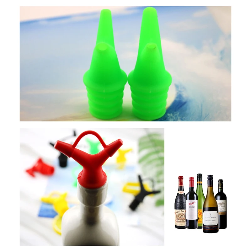 1pcs Kitchen Double-headed Deflector Silicone Liquid Pouring Oil Guiedvane Anti-overflow Multi-channel Sealing Oil Bottle Plug