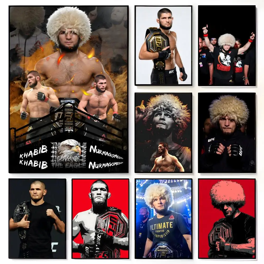 Affiche de lutteur mma K-Khabib Nurmagomedov, affiche murale de film américain, décoration murale pour chambre d'enfant, impression