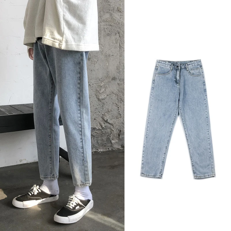 

Slim Fit Straight Leg Jeans Men's Faionable Hong Kong Sle Casual Youthful Autumn Spring Seasonal Comfortable Denim Pants