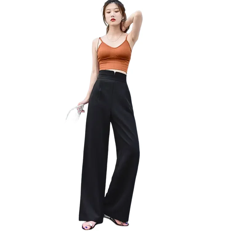 New Spring Summer Straight Trousers Women's High-waist Suit Pants Drape Temperament Women's Trousers Wide-leg Pants
