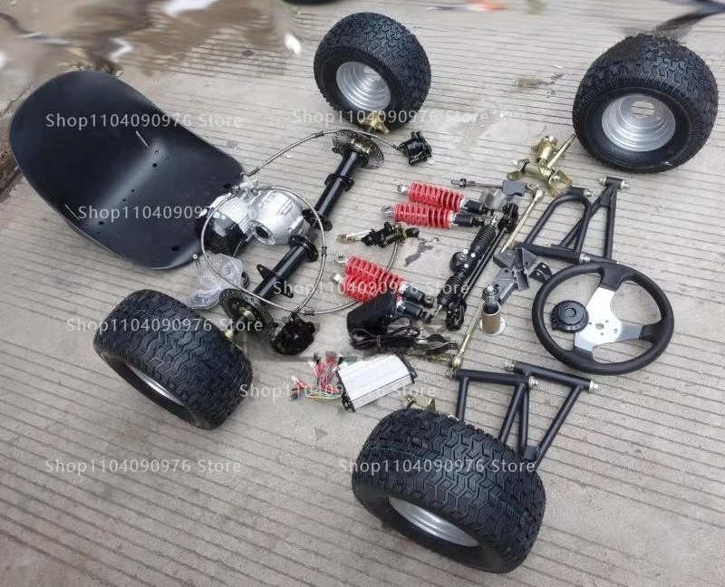 

DIY modified four-wheeler kart accessories front suspension steering differential shaft drive motor rear axle 6-inch tire