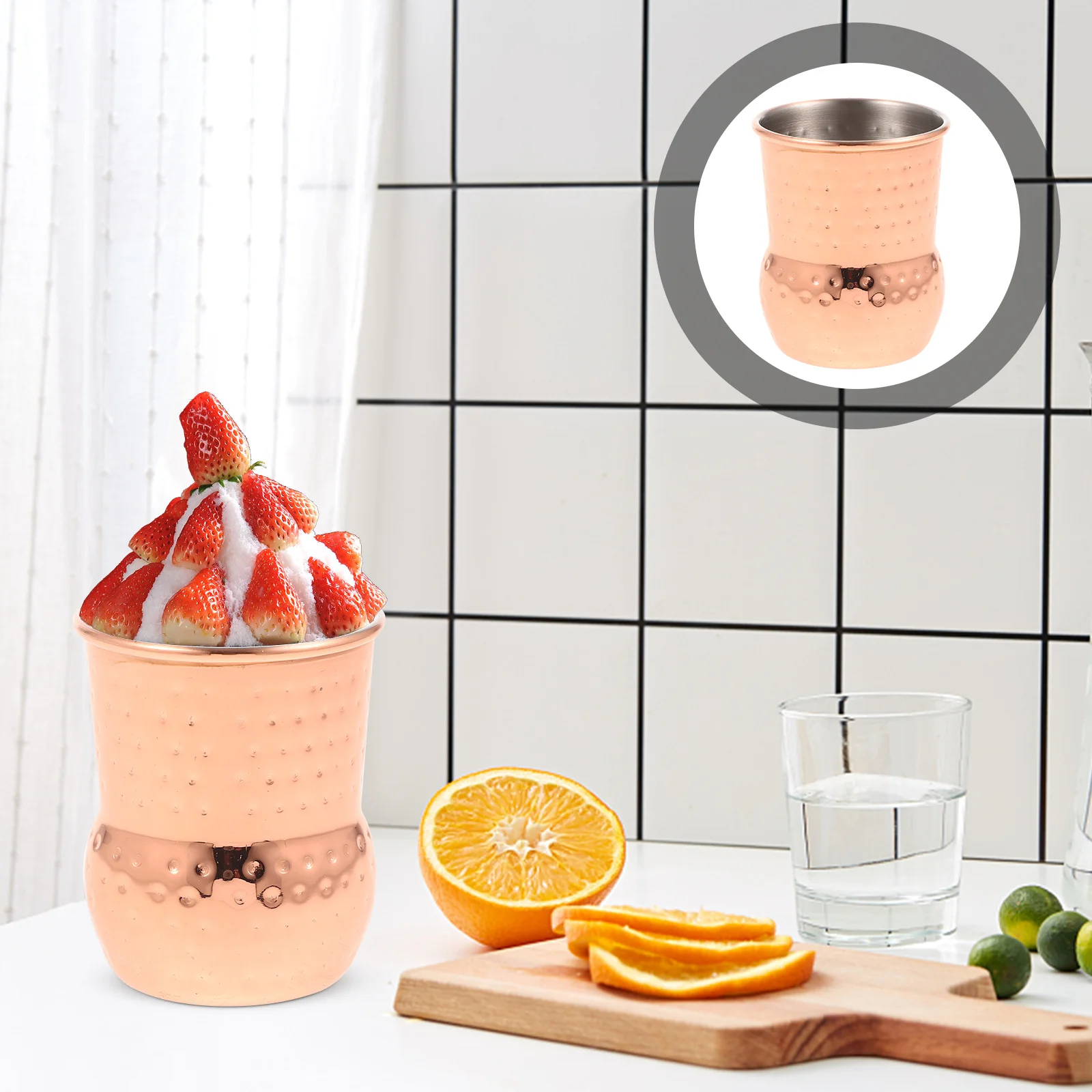 

Rose Gold Cocktail Wine Cup Stainless Steel Drinking Mug Portable Multifunctional Home Outdoor Bar Accessory