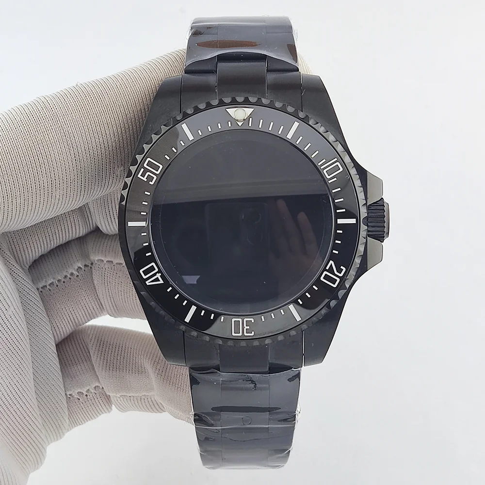 

43mm case NH35 case 904L stainless steel sapphire glass waterproof case suitable for 28.5mm case NH35 watch black case