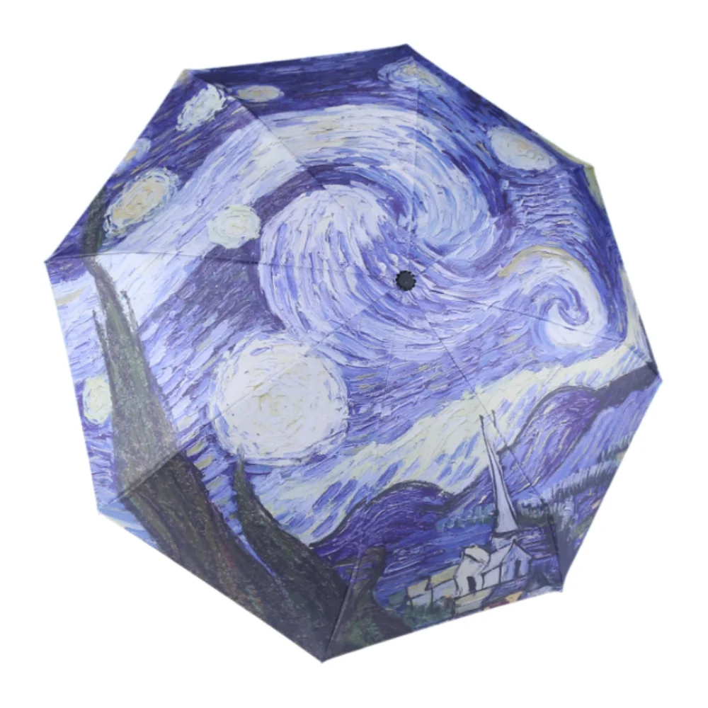 

Van Gogh Oil Painting Style Printed Umbrella UV Protection Multipurpose Folding Umbrella Rainproof Portable Automatic Umbrella