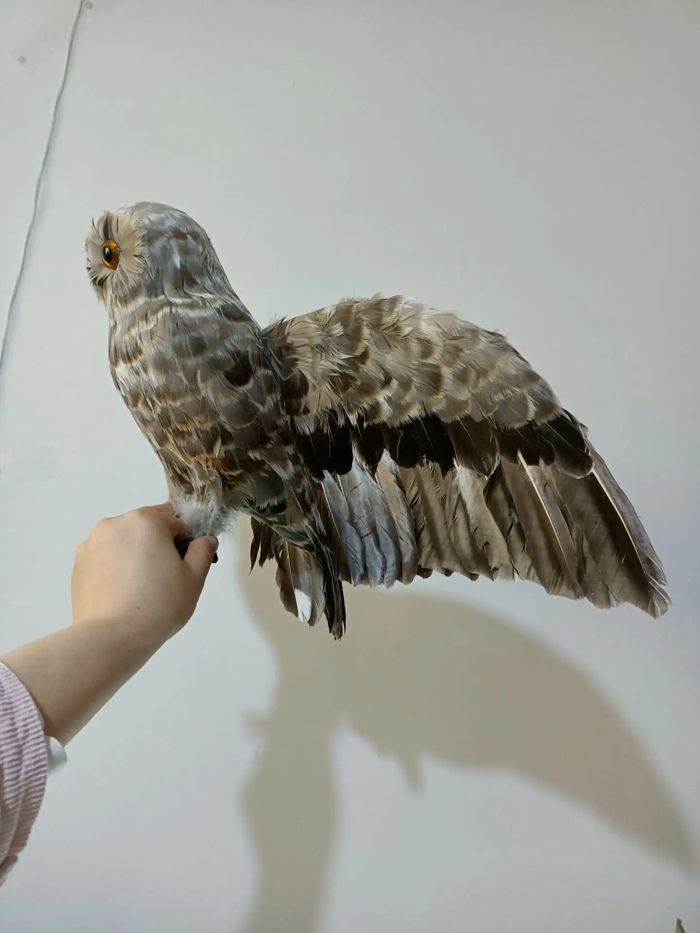 Gray Owl Model Simulation Foam & Feather Big Owl Wings Home Decoration Gift Approximately 32x60cm