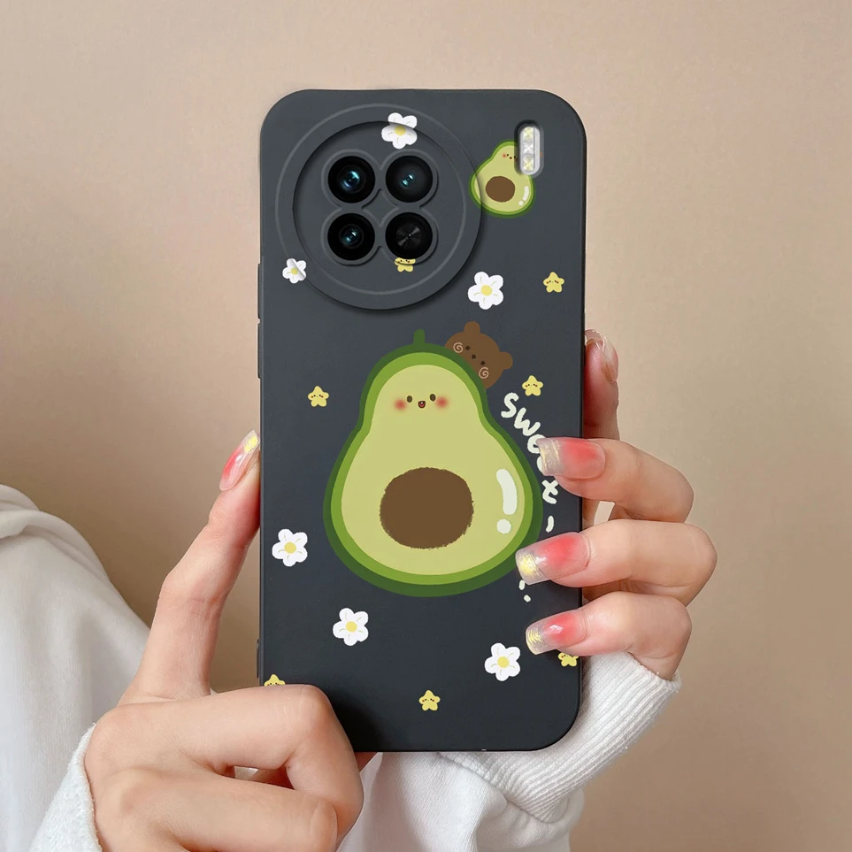 Cute Avocado Back Cover For Vivo X90 X90S X90 Pro Soft Silicone Case Camera Protection Coque For X 90 X90 S X90Pro Cartoon Funda