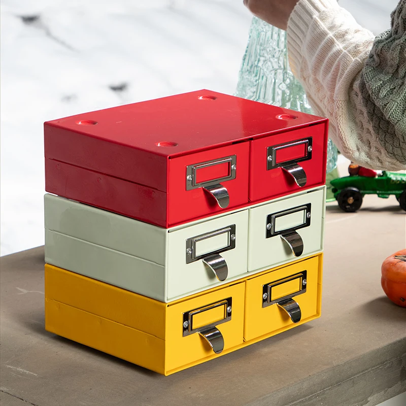 Aesthetic Desktop Organizer - Stackable Makeup & Stationery Storage Box - Industrial Macaron Shelf - Office Home Decorative Tray