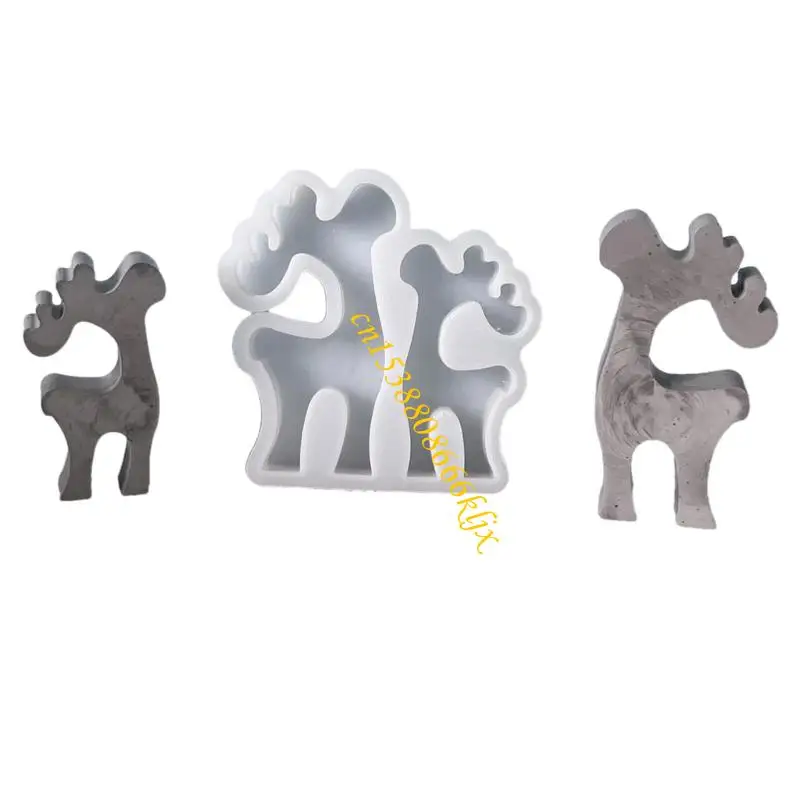

Christmas Double Elk Shaped Mold Creative Silicone Christmas Double Elk Molds Set for Festival Table Display 066C