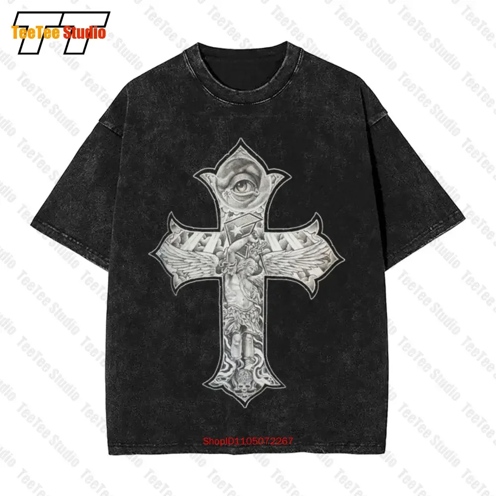 Étoiles célèbres sangles Franco Vescovi tatouage montée au-dessus Vintage T-Shirt surdimensionné YQZR