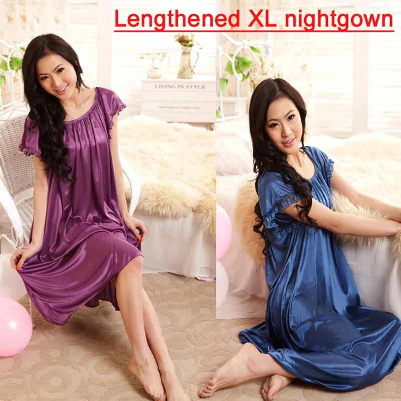 

Loose Silk Summer Women Nightgown Home Apparel Sleep Lounge Elegant Fashion Brand Female Lace Sleepshirts Embrioderied Sleepwear