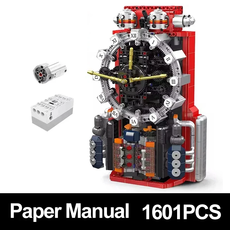 Collectible MOULD KING 10187 Engine Clock Model Building Block Motor Drive Mode MOC Puzzle DIY Toy Brick  Adult Chrismas Gift