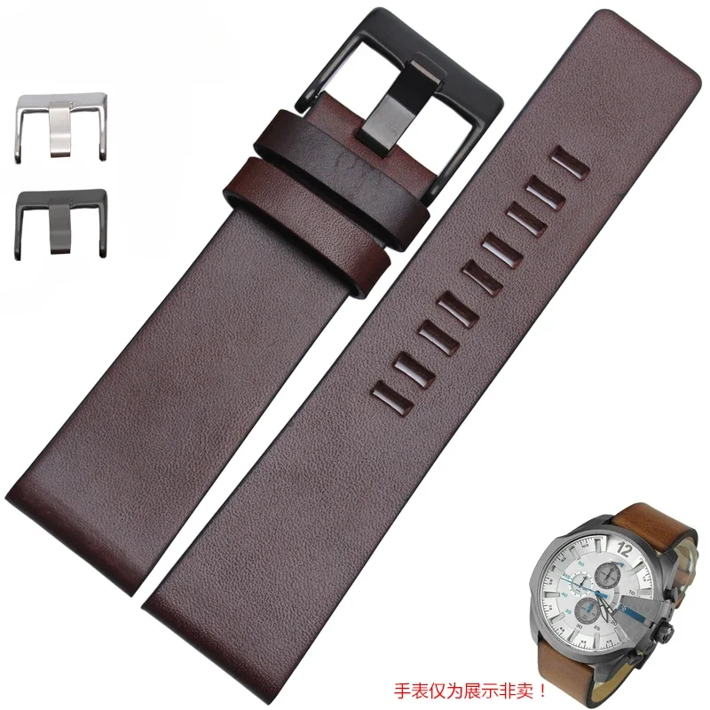 Genuine Leather Watchbands for Diesel Watch Men Women\'s Simple Plain Cowhide 22 24 26 28 30mm Coffee Brown Black Watch Strap