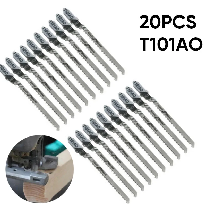 Lames de scie sauteuse à tige en T, paquet de 20 lames de scie sauteuse pour entrepreneur T101AO, 3 pouces, 20TPI optimisées pour couper le bois, le plastique PVC