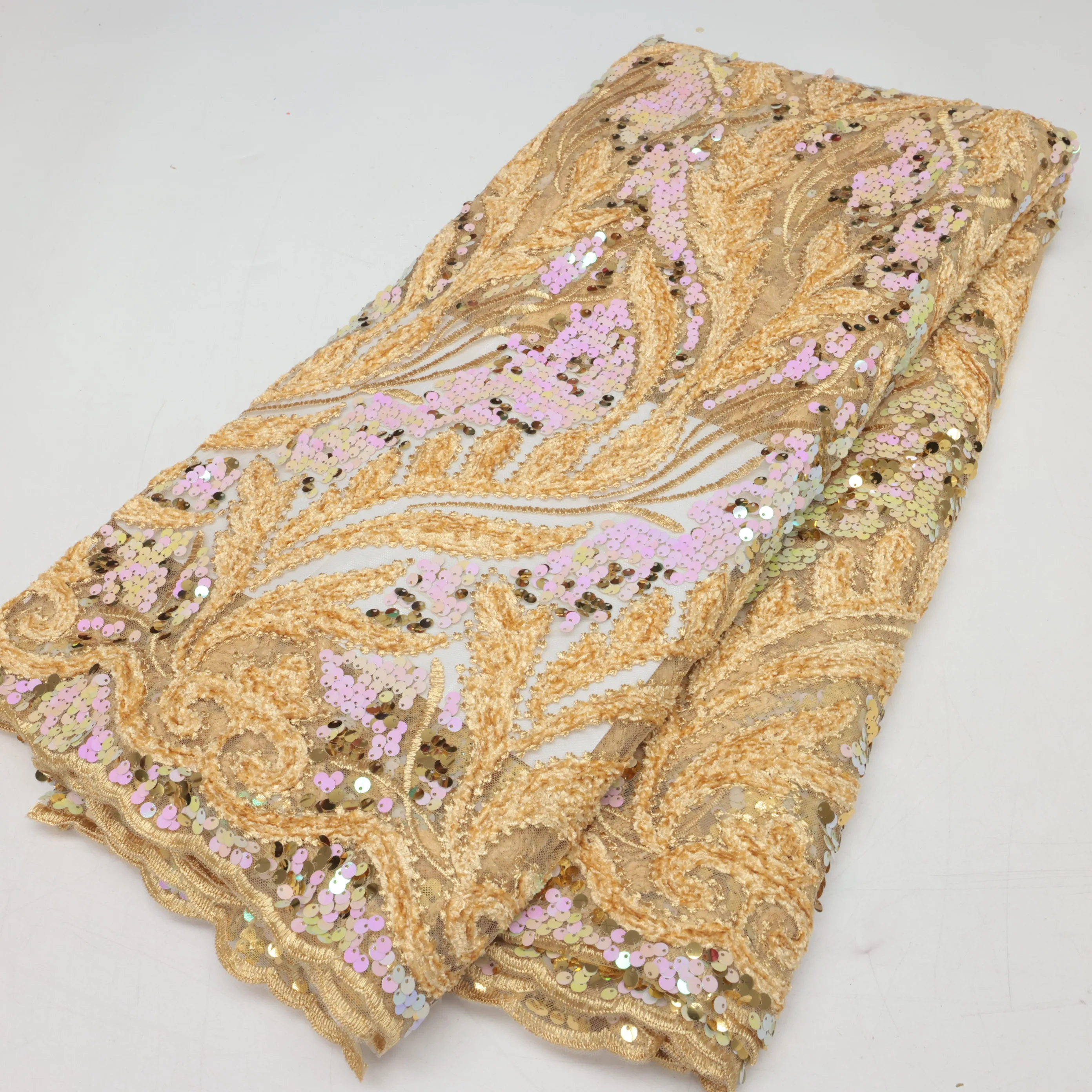 

Wholesale African Mesh Lace Fabric With Sequin 2024 5 Yard Embroidered French Nigerian Tulle Lace Fabric For Women Party Dress