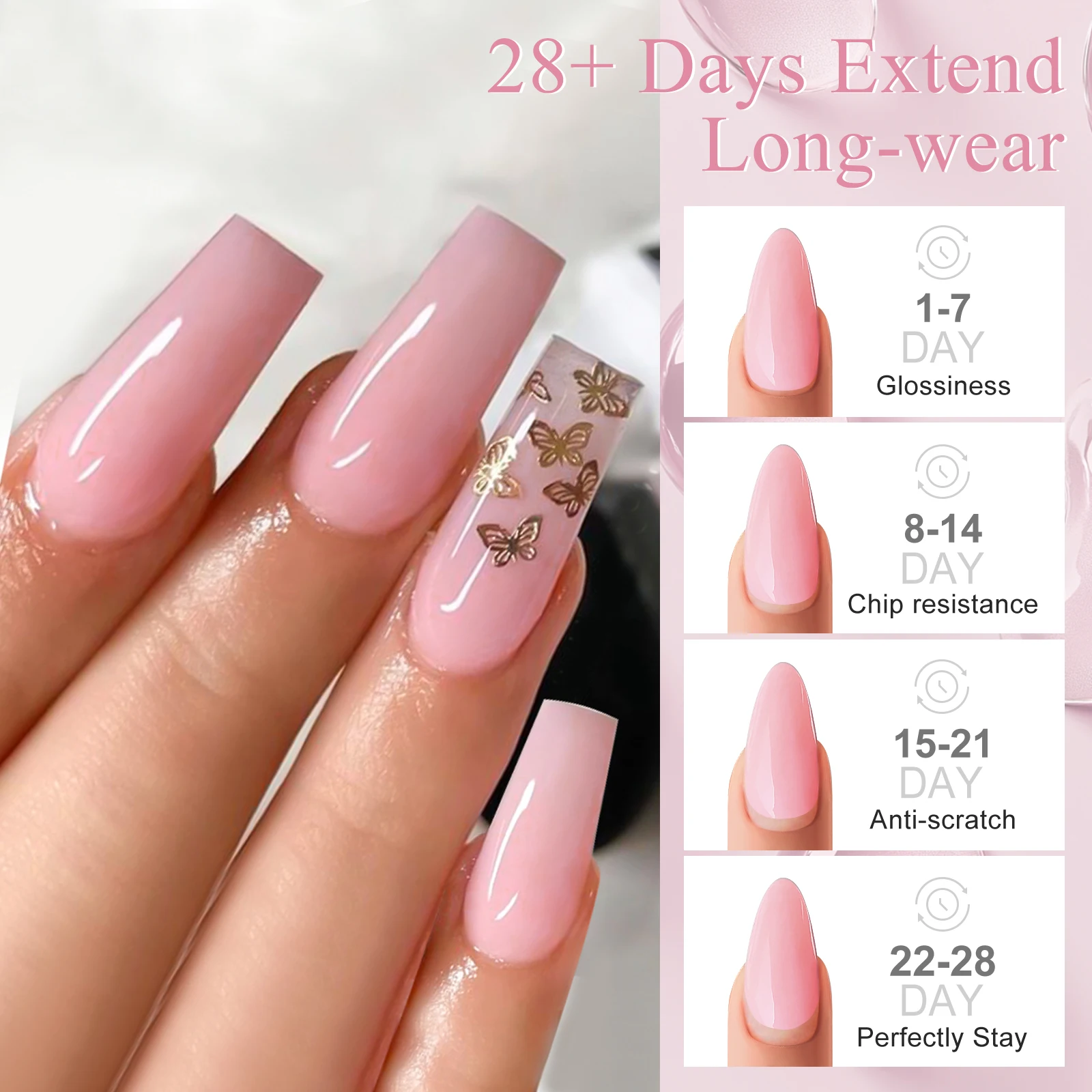 Ensemble de vernis à ongles Gel d'extension, 5 pièces, rose clair, constructeur UV, Camouflage, Extension rapide, Kit d'outils d'art des ongles étendus