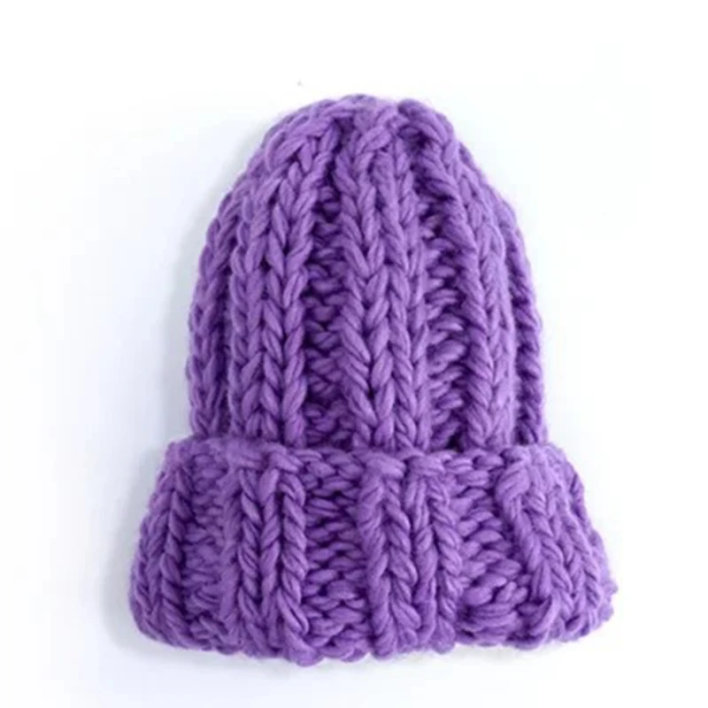 2023 Women Winter Knitted Beanies Hat Thick Soft Warm Coarse Large Knitted Solid Hat Female Bonnet Skullies Beanies Hat