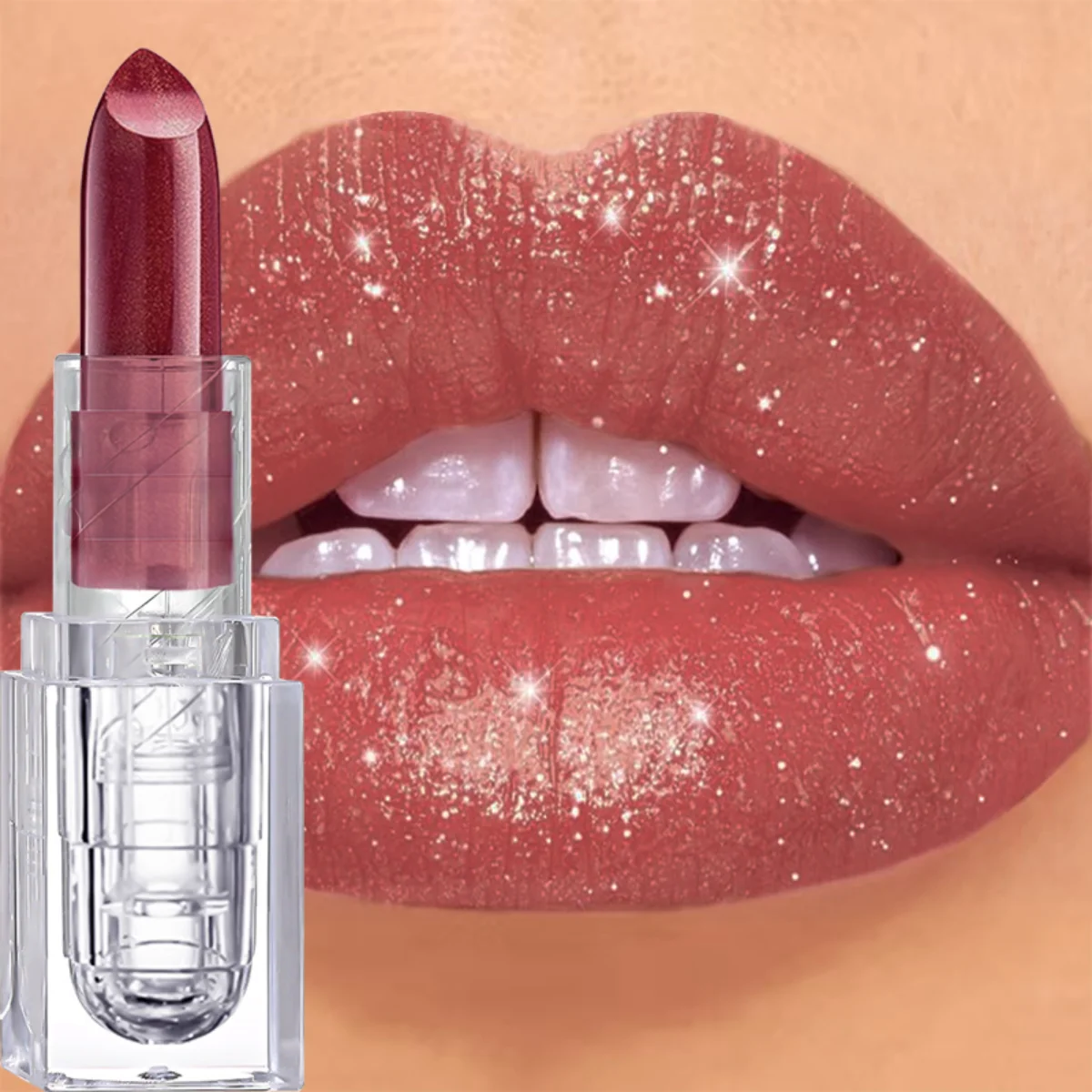 진주 빛 핑크 글리터 벨벳 립스틱 메탈릭 방수성 오래 지속되는 매트 쉬머 다이아몬드 립스틱 여성 메이크업 화장품