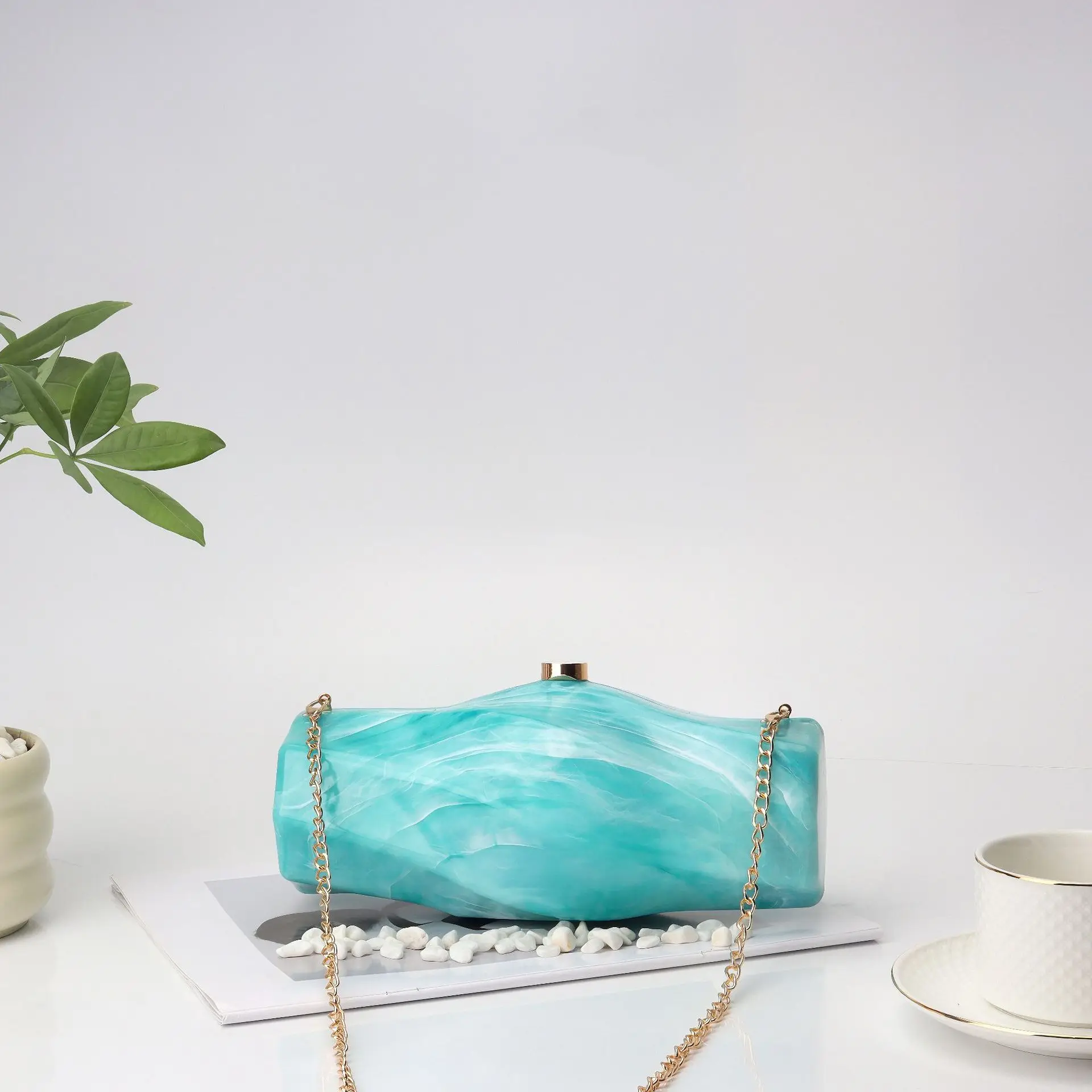 

New Striped Rectangle Clutch Bag, Large Capacity Chain Handbag, Elegant Evening Purse, Fashion Women Party Dress Bag