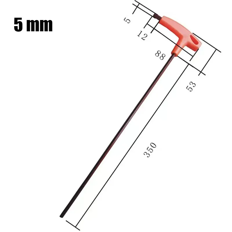 1Pcs T-Type Allen Wrench Cr-v Alloy Steel Flat Hex T-Handle Crews Screwdriver Driver 2.5/3/4/5/6/8/10mm Extended Non-slip