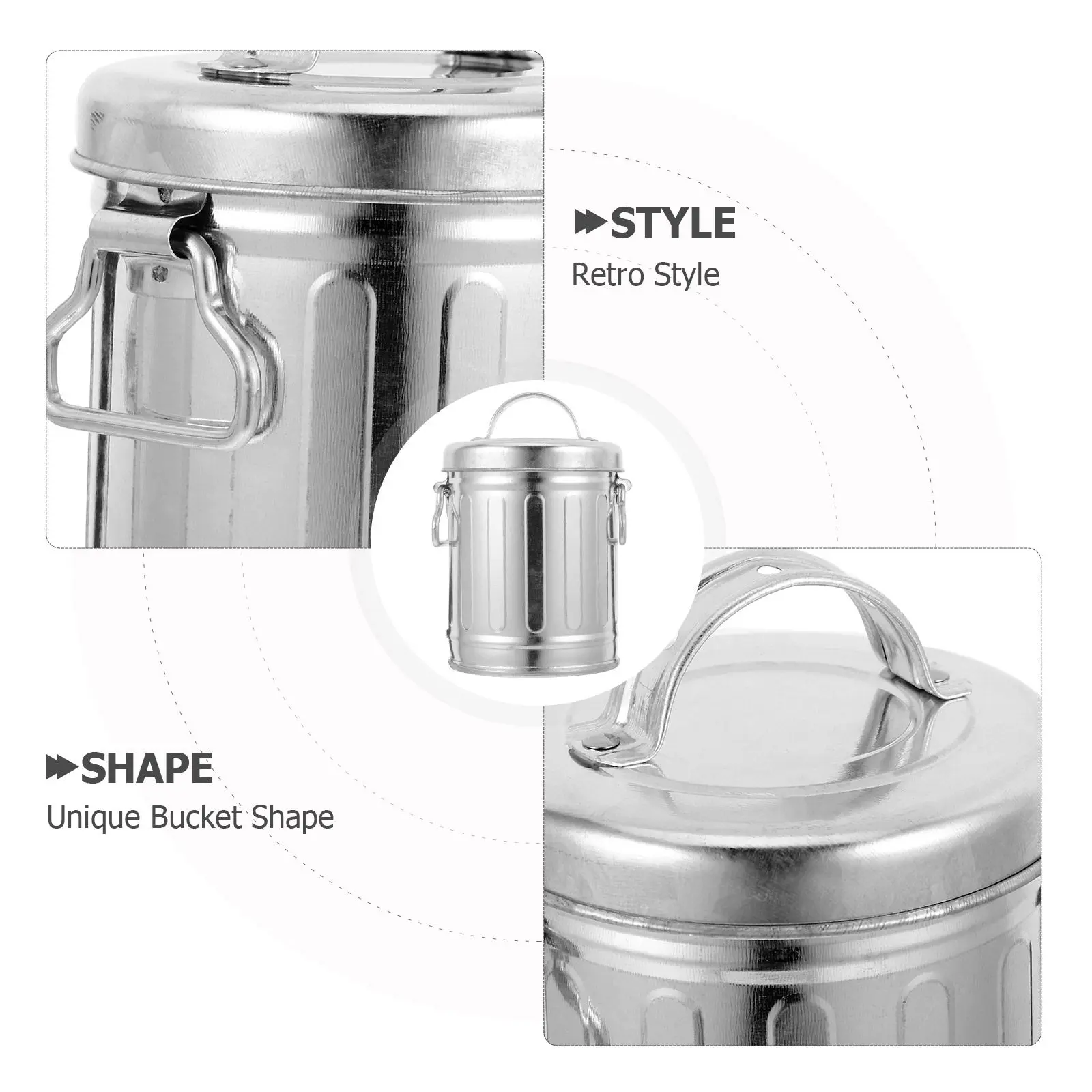 

Galvanized Iron Bucket Ashtray Vintage Trash Can Ashtray with Lid Mini Desk Wastebasket Small Trash Can Smokeless Ash Collector