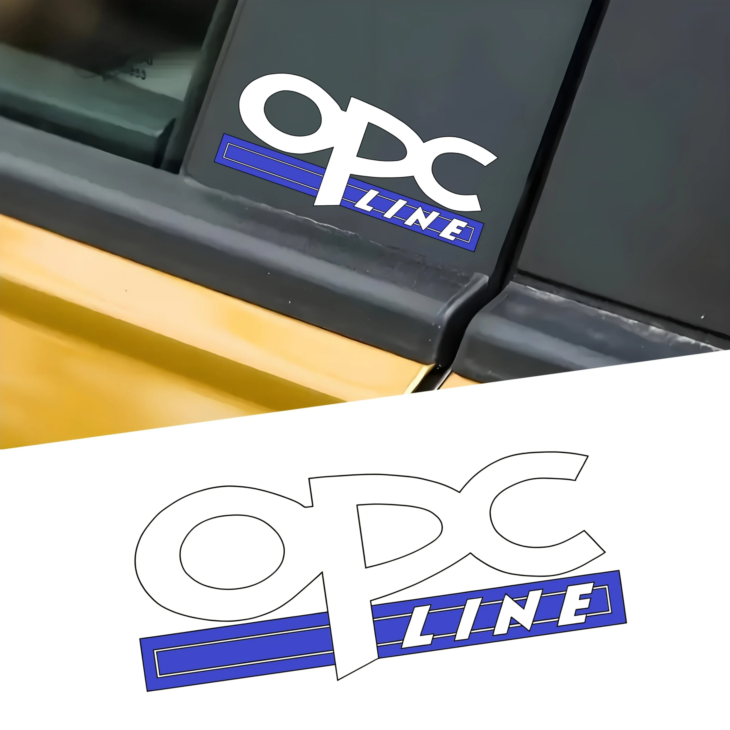 قطعتان من ملصق "OPC Line" لدراجة نارية السيارة، ملصق شعار العلامة التجارية الرياضية، ملحقات التخصيص الخارجية للسيارات #1