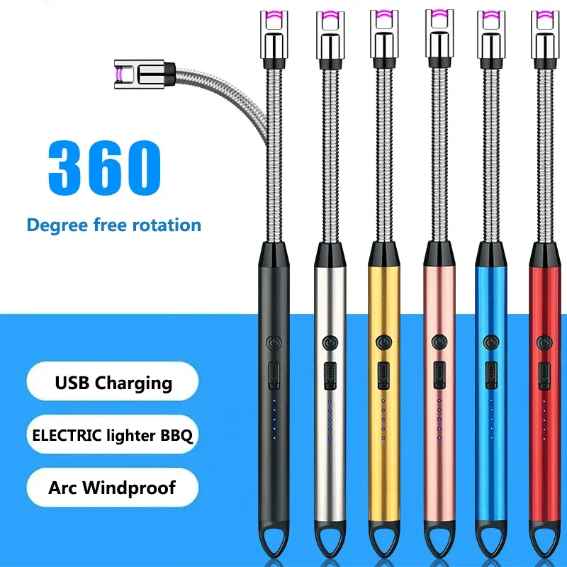 360° Windproof Flameless Plasma Ignition BBQ Lighter USB Rechargeable Kitchen Lighter Candle Gas Stove Gas Lighter New 2024