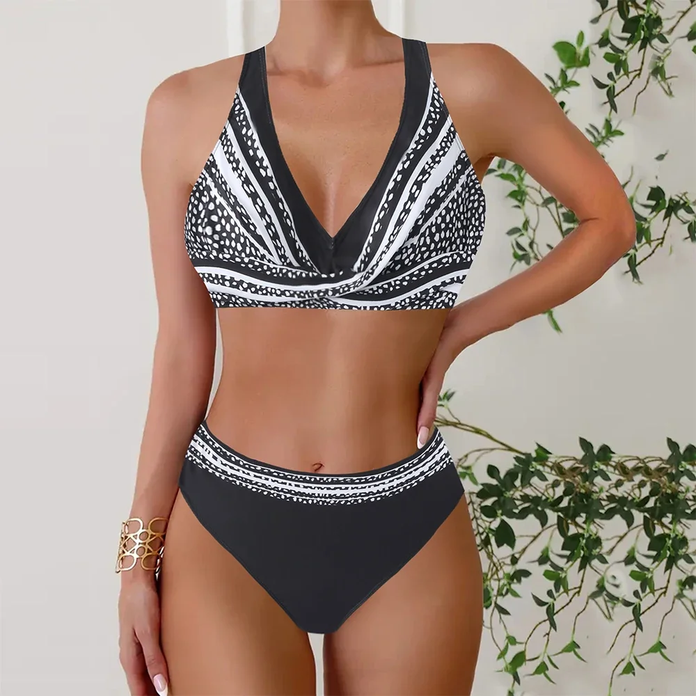 Dwuczęściowy strój kąpielowy bikini damski letni seksowny tankini patchworkowy wielokolorowy seksowny bikini strój kąpielowy na wakacje letnia odzież plażowa