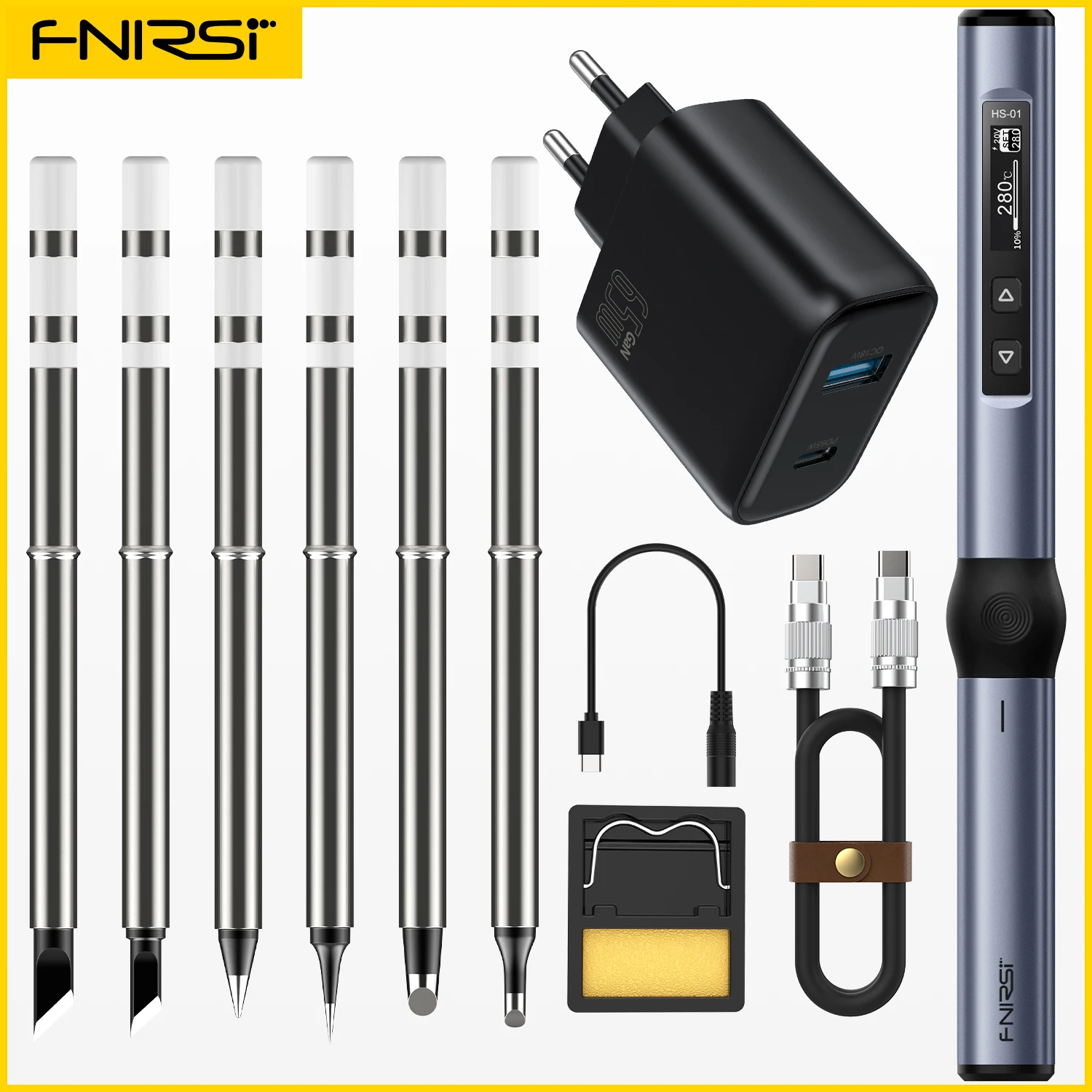 FNIRSI HS-01 スマートはんだごて 65W PD対応 高速加熱