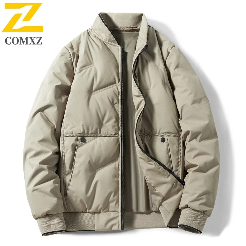 

COMXZ New Down Jacket Men Baseball Collar Cardigan Baseball Top Duck Down Parka Winter Business Casual Thickened Thermal 2025