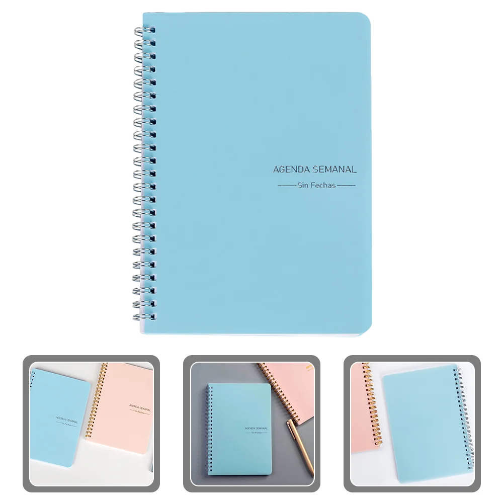 

Notebooks Students Coil Notepad Portable Pp Schedule Office Writing Monthly Planner Blue Agenda Decorative