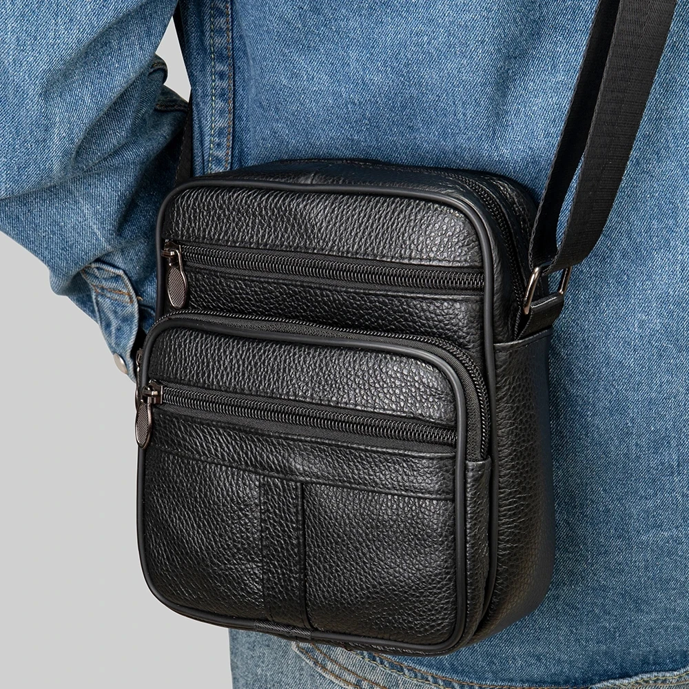 Bolso de hombro pequeño para hombre, bolso de mano de cuero de vaca genuino, bolso cruzado de regalo para marido, maletín, Bolsa de mano