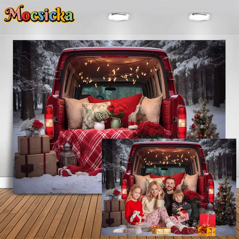 

Mocsicka Photography Background Christmas Happy New Year's Eve Car Snow Decor Backdrop Family Portrait Cake Smash Studio Prop