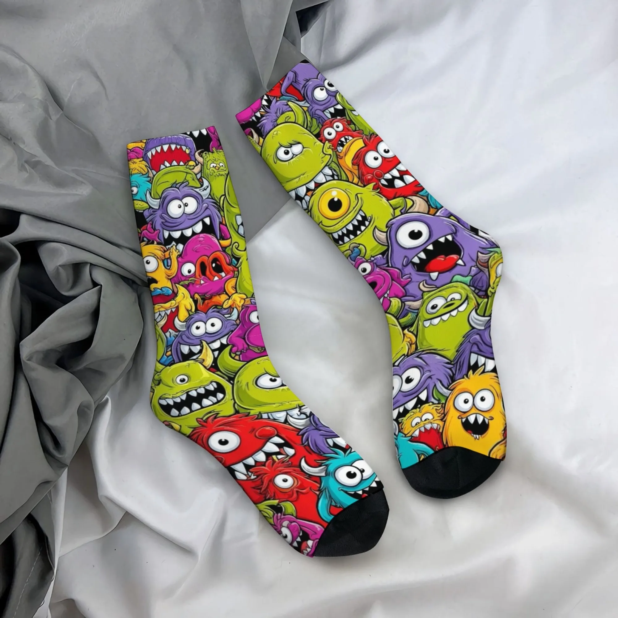 

Мужские носки с мультяшными монстрами в стиле Харадзюку, уличные модные носки в стиле хип-хоп, забавные компрессионные носки, подарок для вечеринки