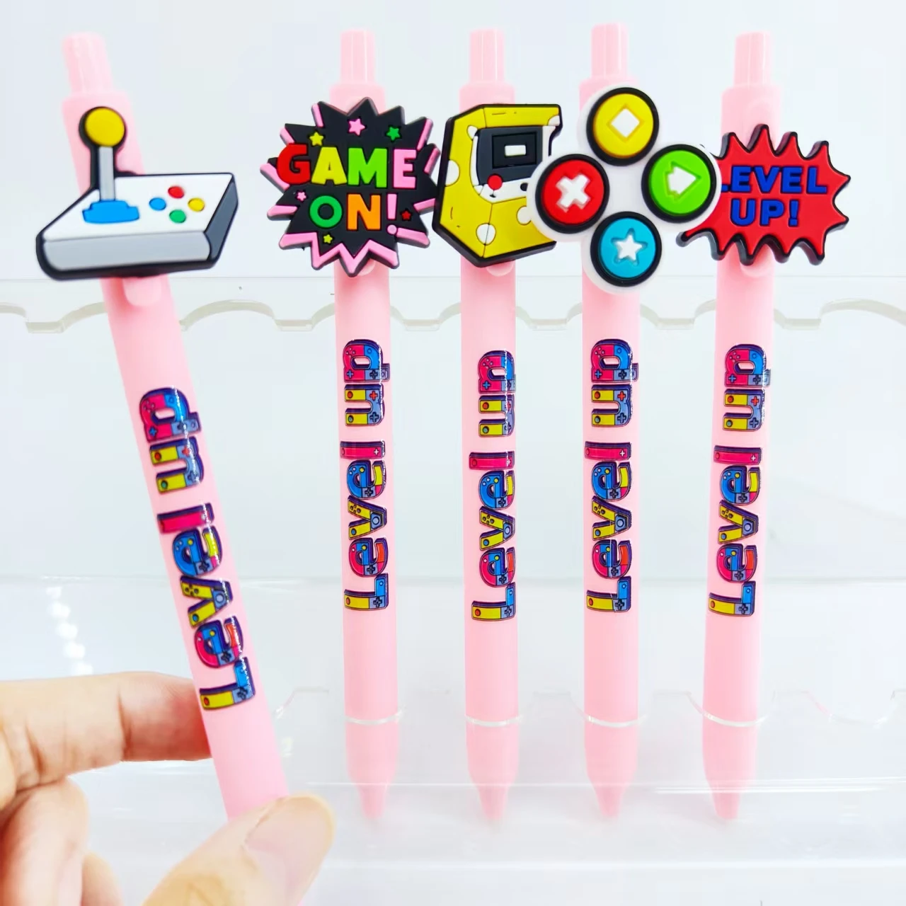

6pcs/10pcs game modeling patch ballpoint pen pink series game printing gift press ballpoint pen