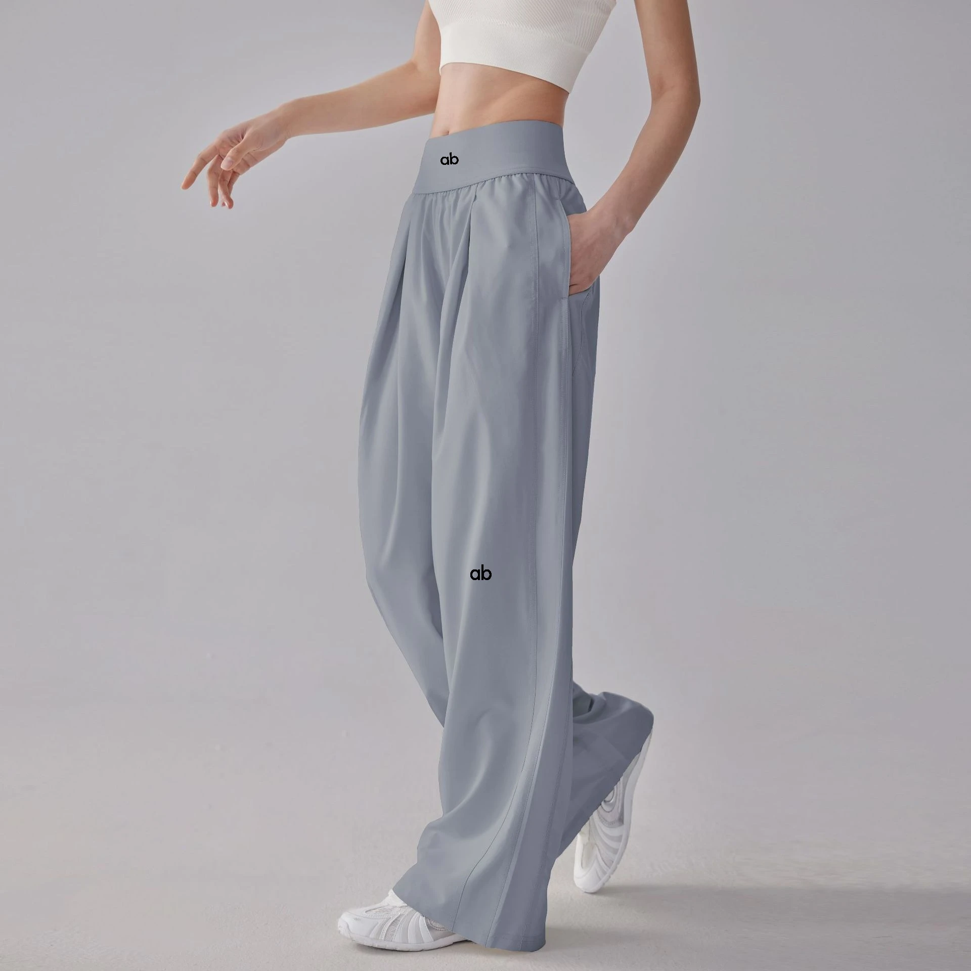 Women High Waist Loose Straight Leg Yoga Pants Quick‑Dry High‑Stretch Cooling Thin Wide Leg Running Fitness Sport Long Trousers