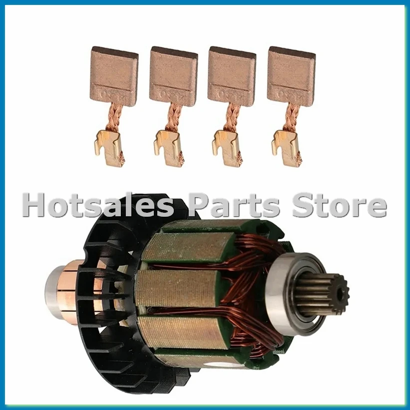 1set Armature with 4pc Carbon Brush for DDF482 DHP482 Tools 619380-9 619583-5 Armature with 194427-5 CB-440 Carbon Brush-A57M