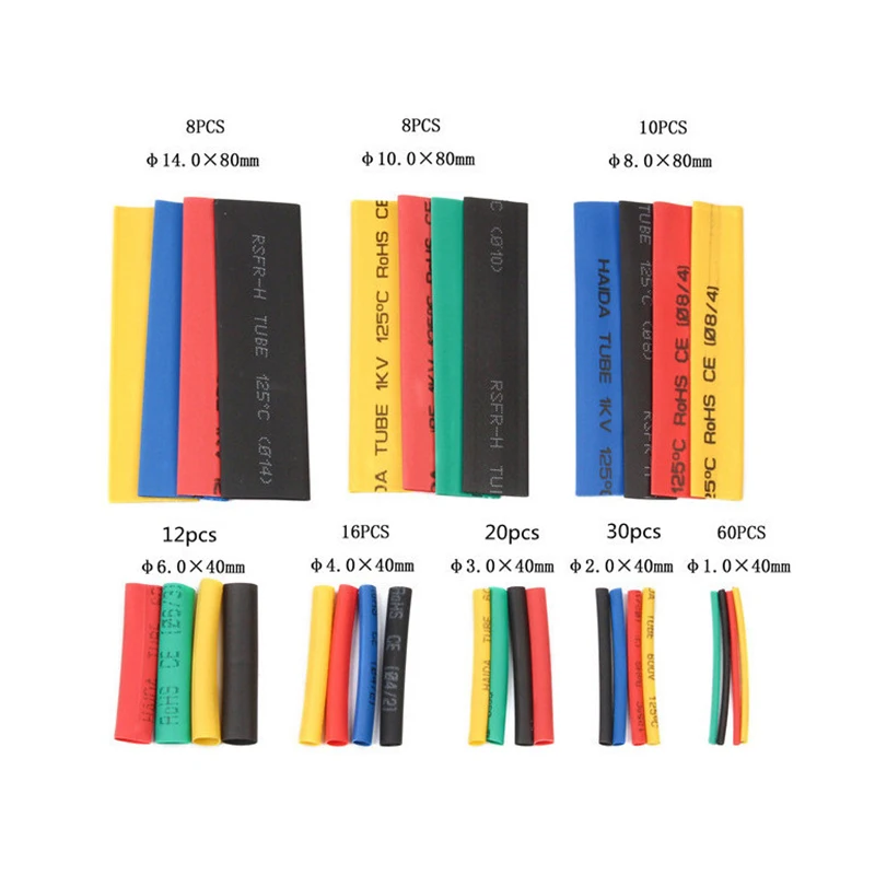 164pcs Multicolor Polyolefin Shrinking Assorted Heat Shrink Tube Wire Cable Insulated Sleeving Tubing Set Electrical Accessories