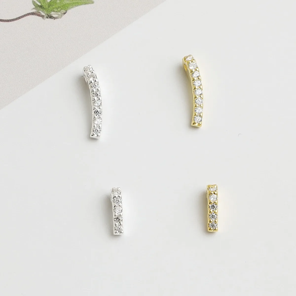 

3pcs S925 Sterling Silver Rhinestone pave Tube Bead & Spacer Bead for Jewelry Making